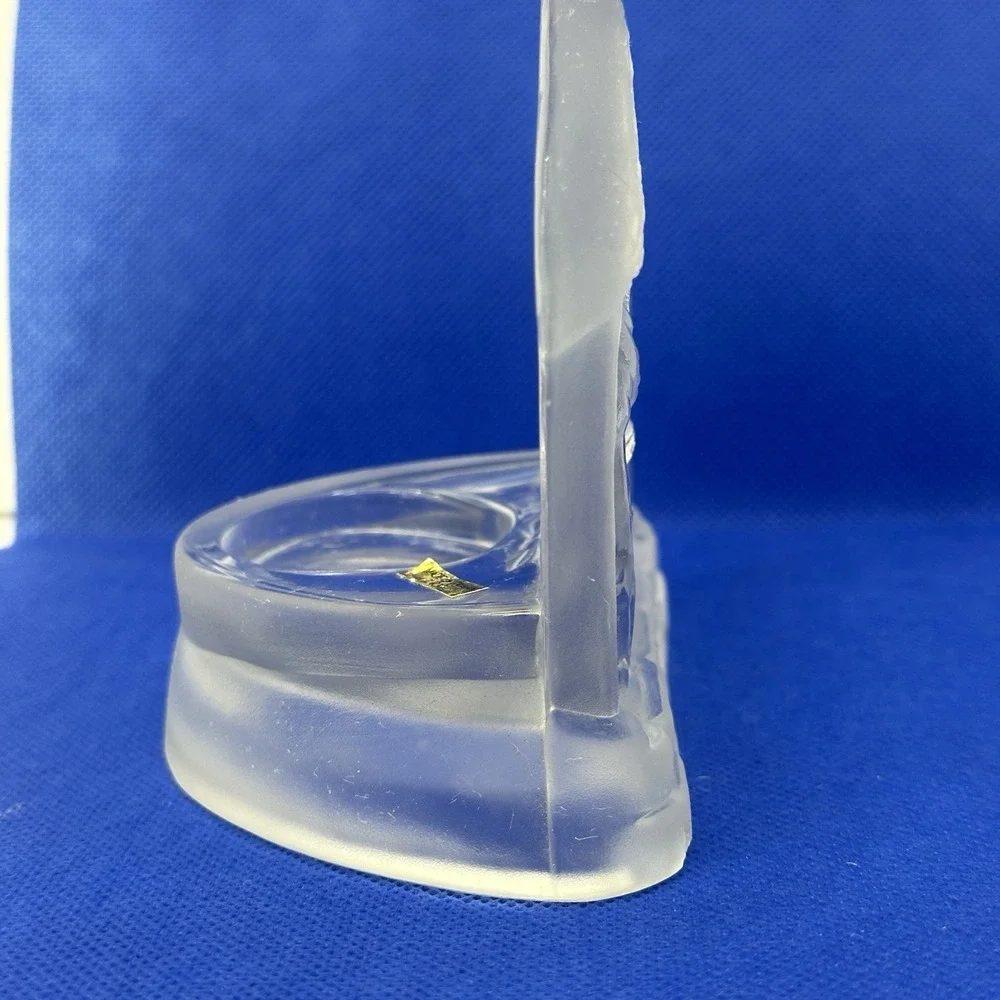 Vintage Frosted Glass Candle Holder Christmas Nativity Scene Manger 4